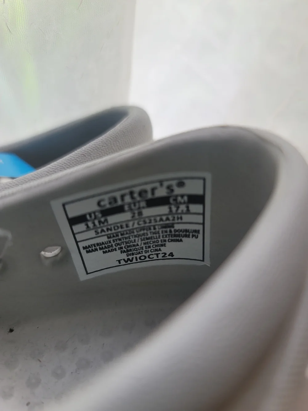 Carter's Kids White Slip-On Water Shoes with Blue Fish Detail - Size 11